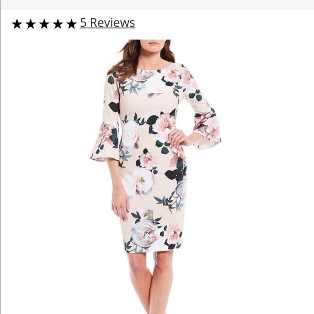 NWT Calvin Klein floral bell sleeved midi dress